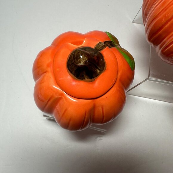 Vintage 90's Pumpkin Tea Pot Creamer Sugar Thanksgiving Decor Made in Taiwan - Picture 10 of 12